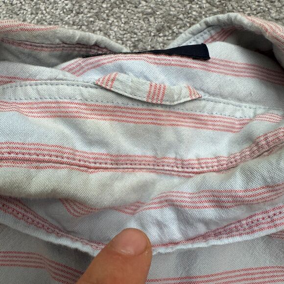 American Eagle Seriously Soft Button Down Shirt Mens XXL Red Blue Striped Cotton - Picture 11 of 15